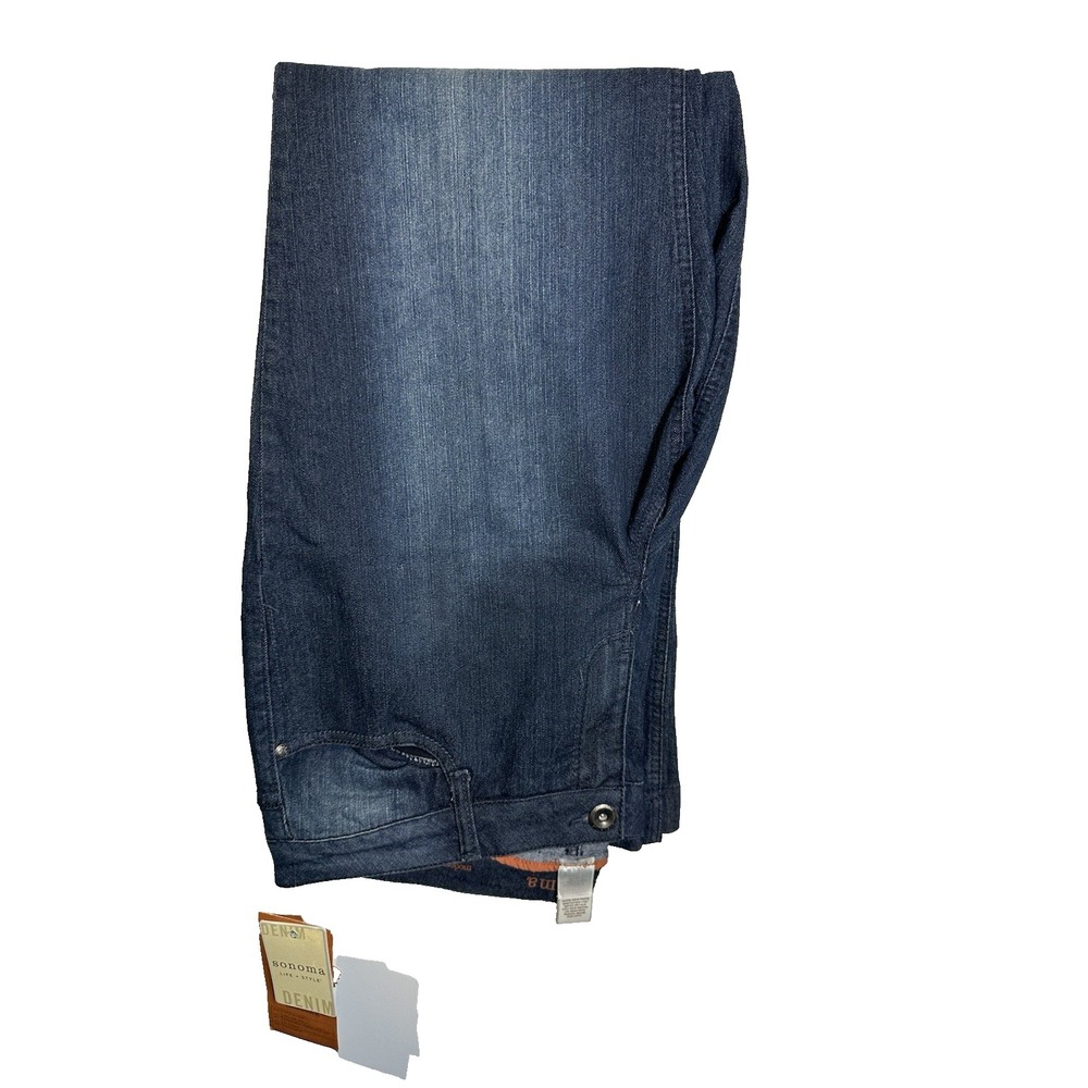 sonoma‎ womens denim blue jeans modern fit size 14 straight rise below waist